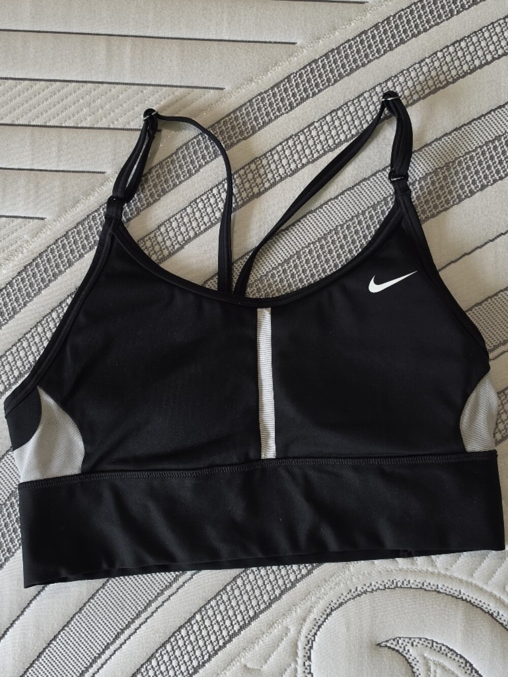 Nike Black and White Mesh-Lined Racerback Sports Bra